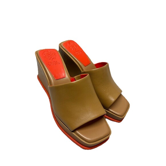 Vince Camuto Platform Slide Sandals Falivda Maple Size 9 Leather NWOT - Picture 1 of 6